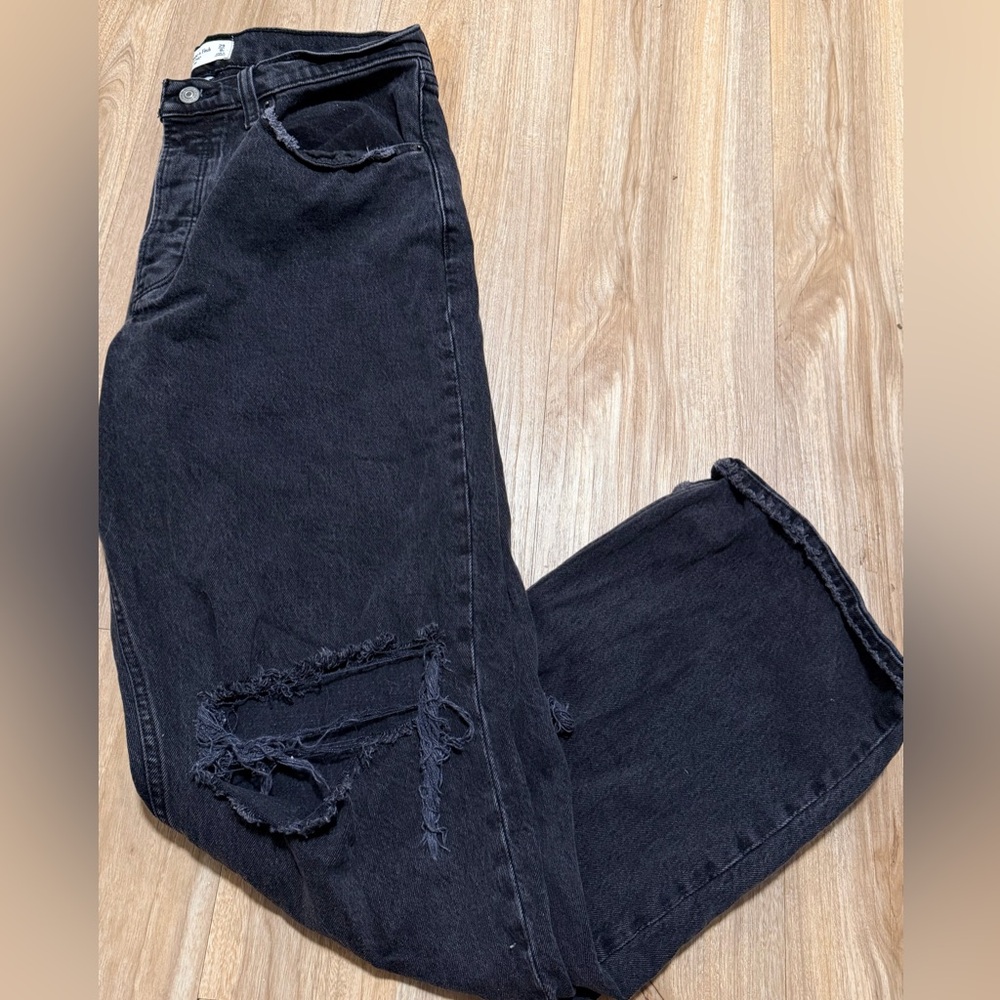 Abercrombie & Fitch Black Distressed Relaxed Jeans